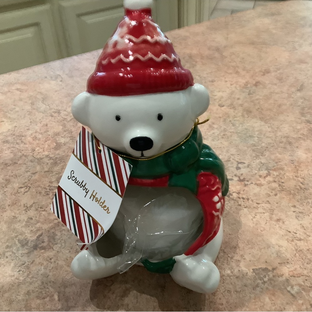 Holiday Polar Bear Scrubby Holder - Red, Green & White